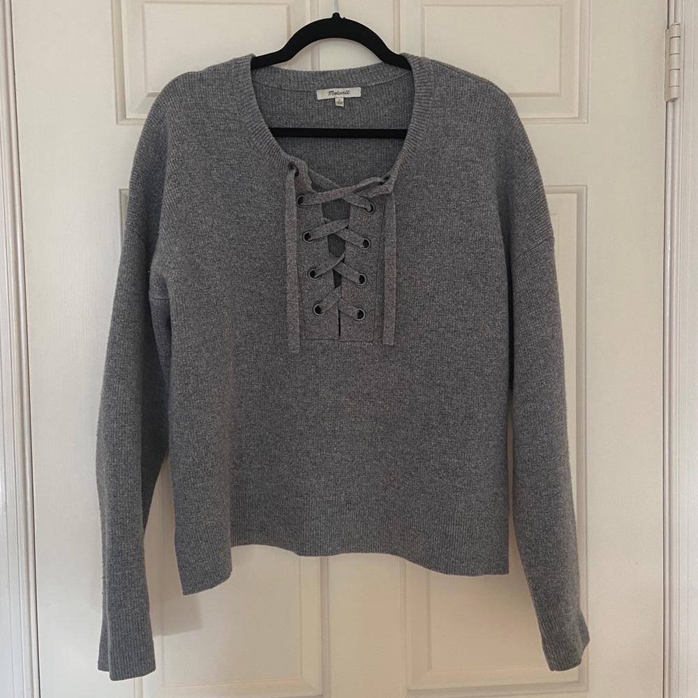 Madewell Lace-Up Pullover Sweater